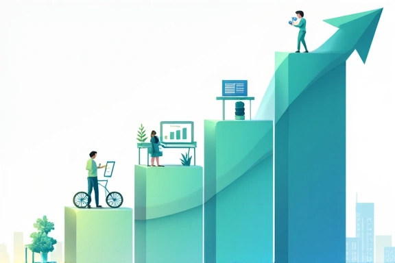 Timeline illustration showing business growth