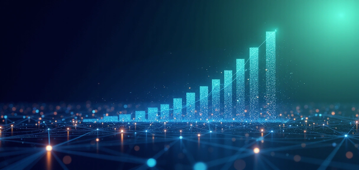 Abstract representation of data analysis and positive growth charts